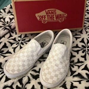 Vans True White Checkered Classic Slip-Ons